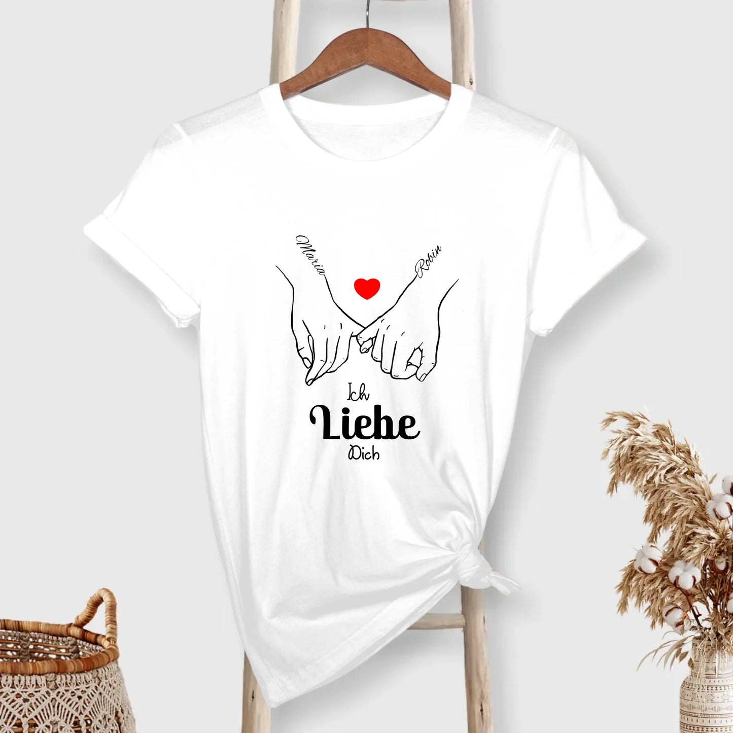Ich Liebe Dich Paarhaltung T-Shirt personalisiert – Gutvibes