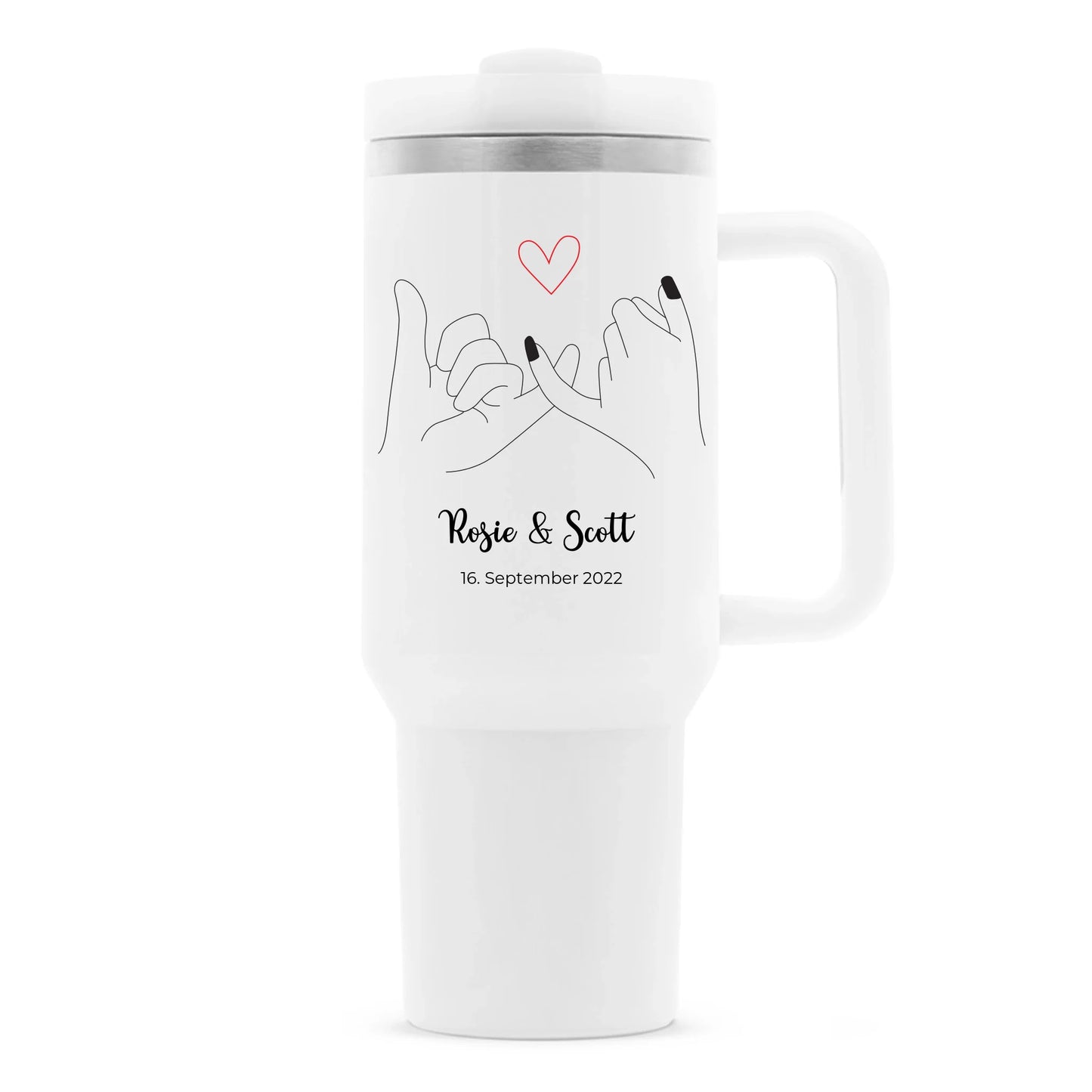 Personalisierte Thermobecher Paar Valentinstag Pinky Promise