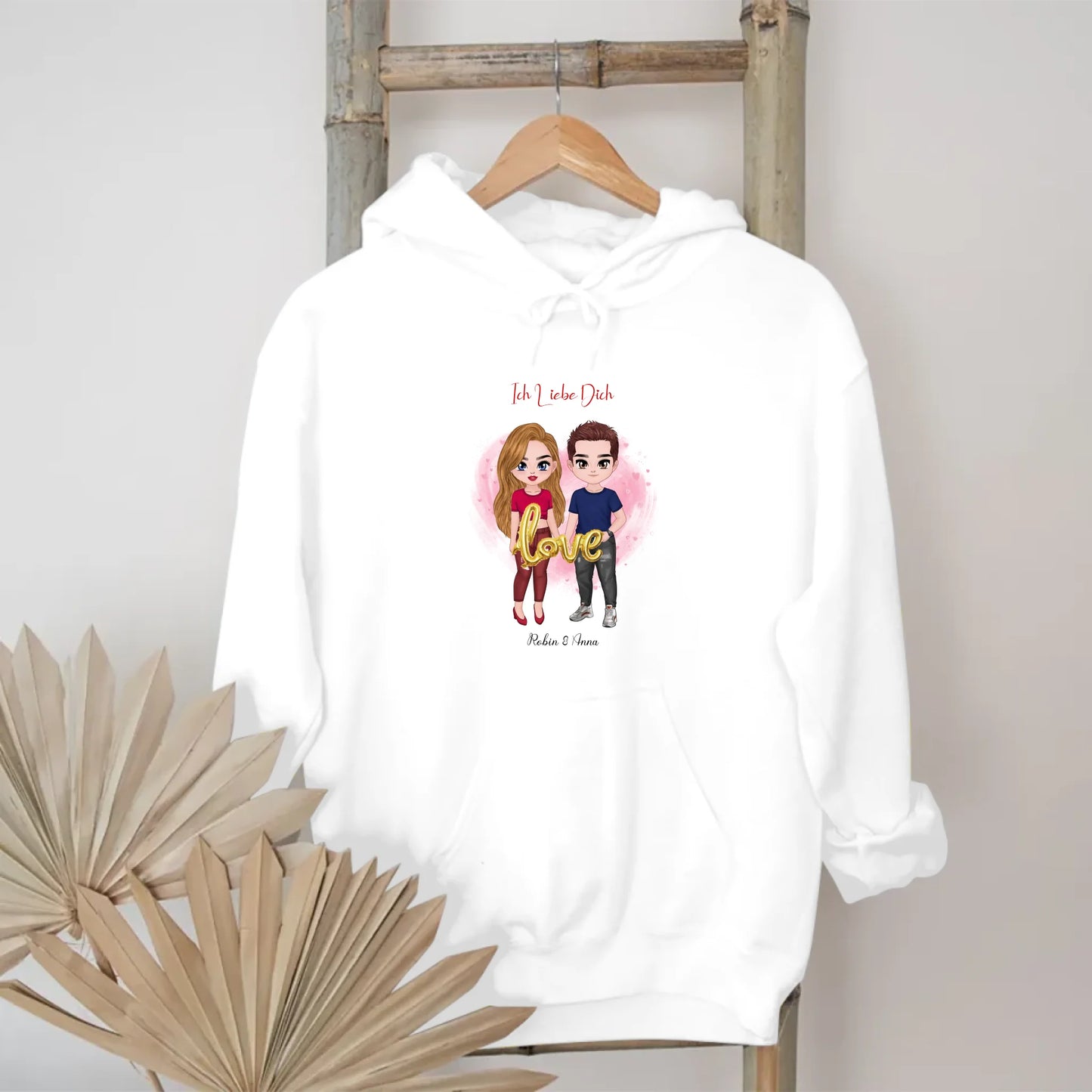 Chibi Paar Liebe Hoodie personalisiert – Gutvibes