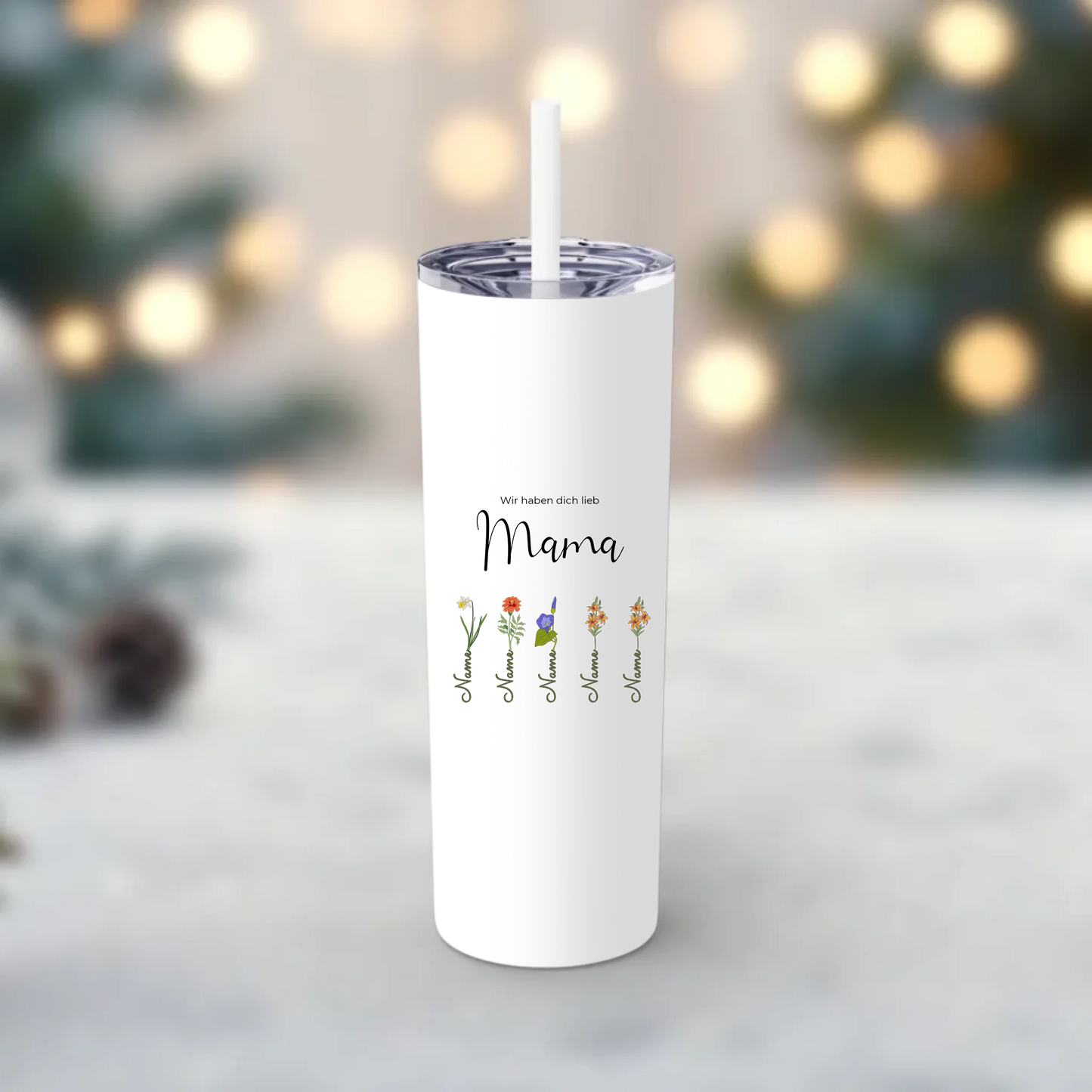 Blumen Mama Thermobecher personalisiert – Gutvibes