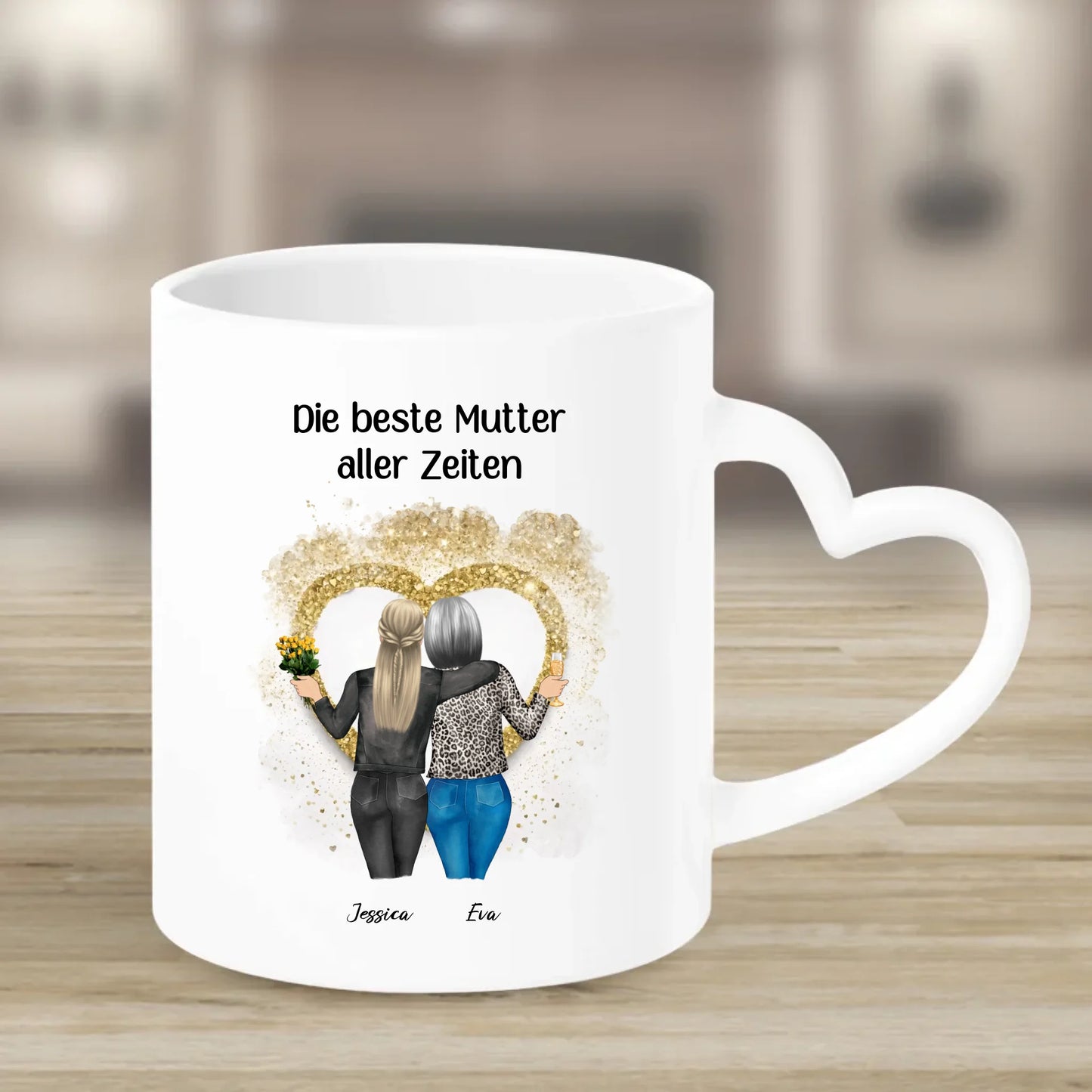 Tasse mit Herzgriff mit Namen personalisiert – Gutvibes