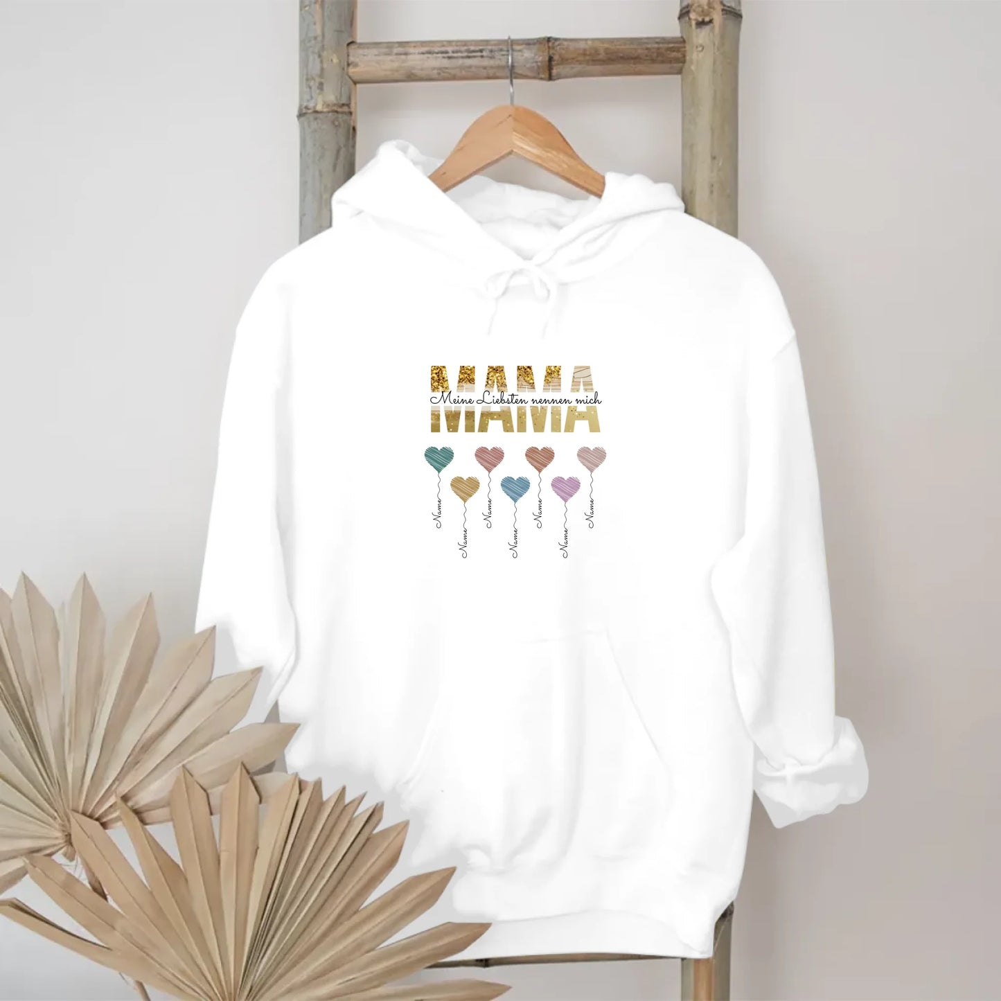 Herzballons Familie Hoodie personalisiert – Gutvibes