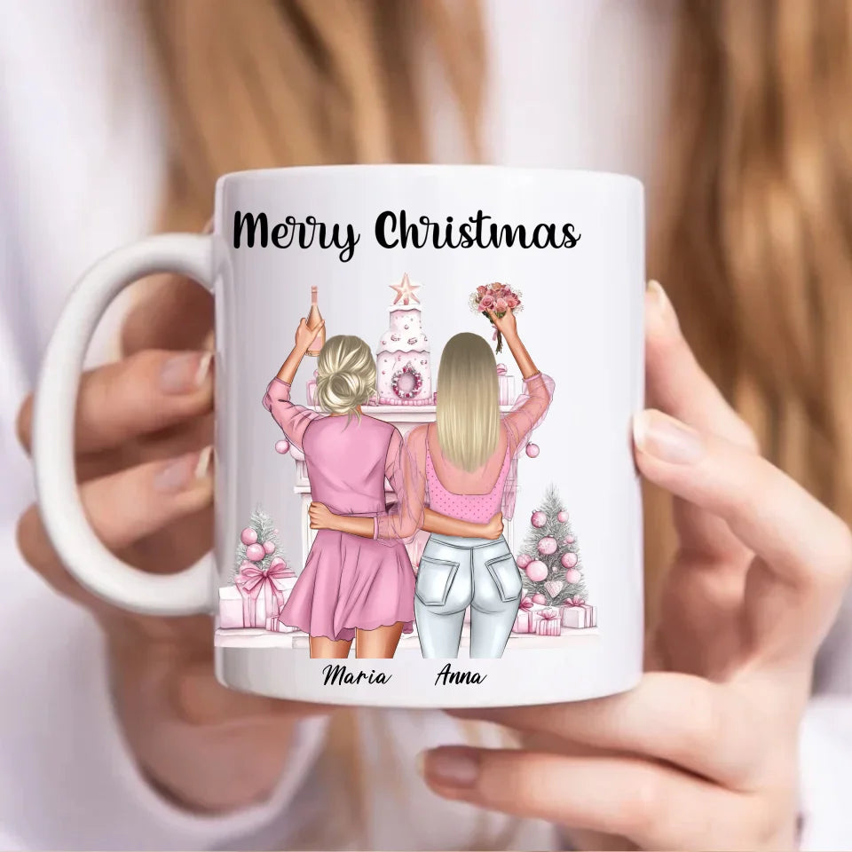 Personalisierte Keramik-Tasse Freundinnen mit 2 Namen Bestie Geschenk Gutvibes