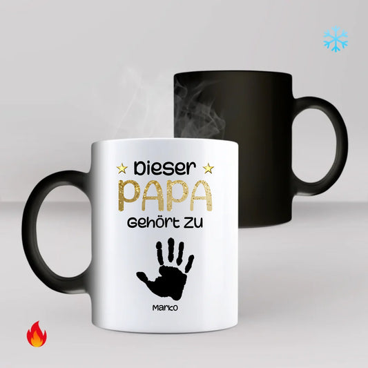 Handabdrücke Papa Farbwechseltasse personalisiert – Gutvibes