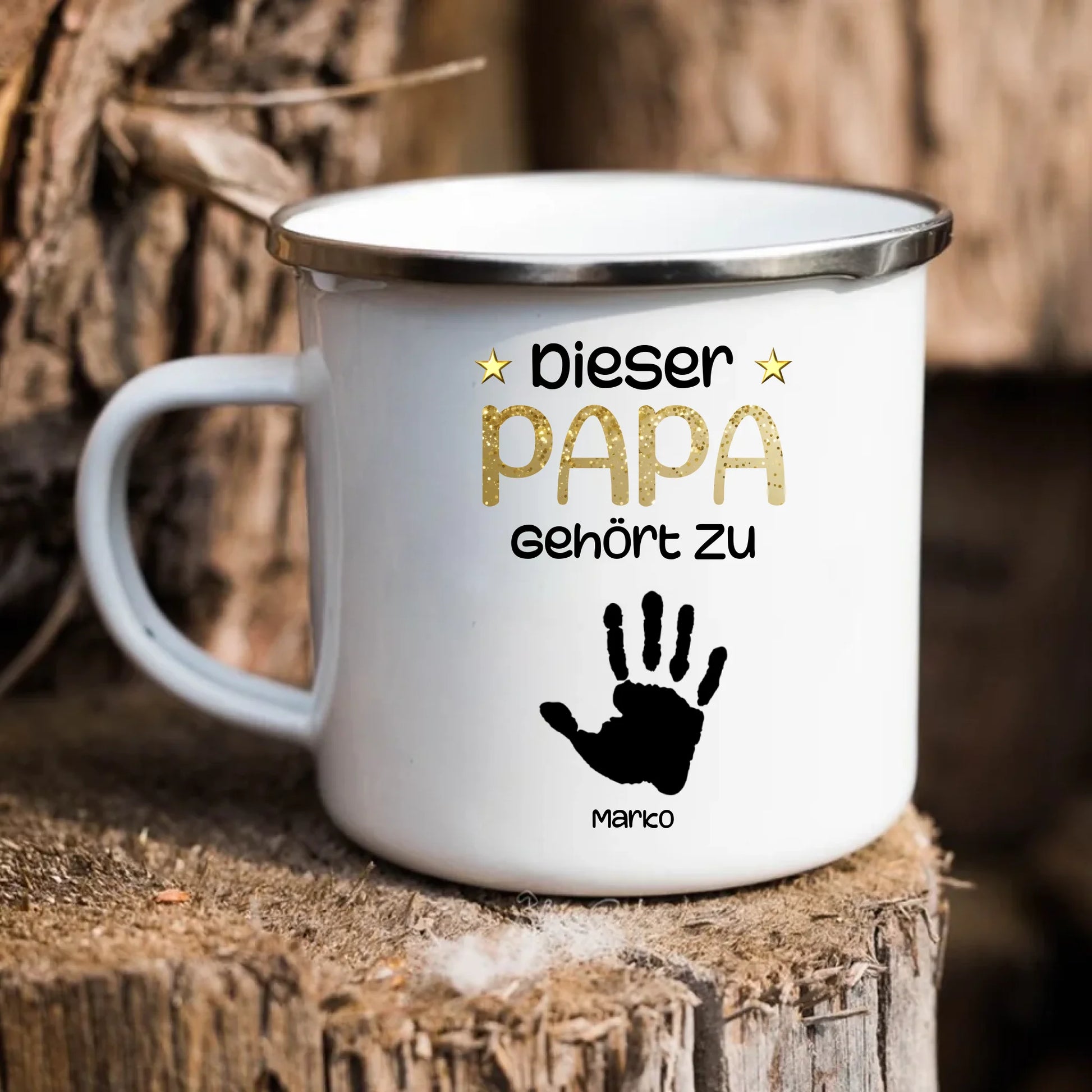 Emaille-Tasse Papa Vatertag Geschenkidee – Gutvibes