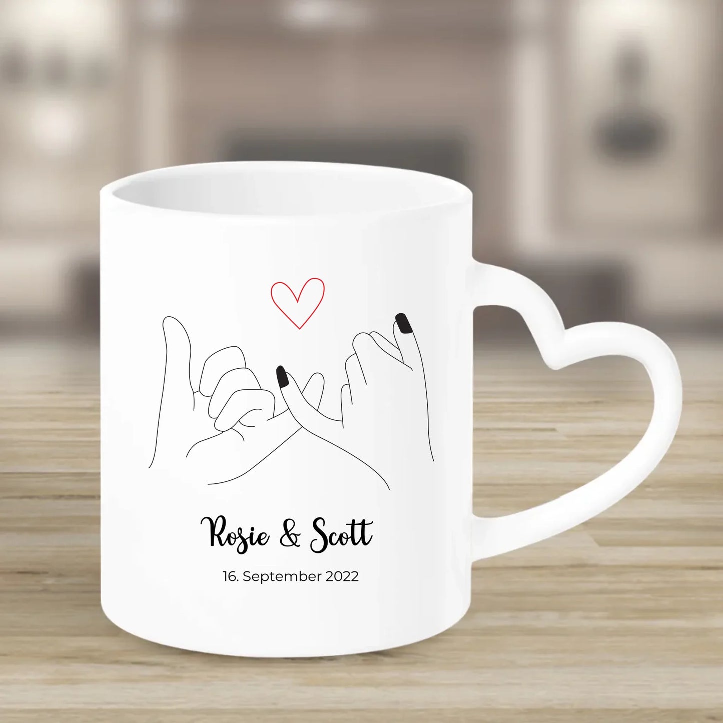 Tasse mit Herzgriff mit Namen personalisiert – Gutvibes