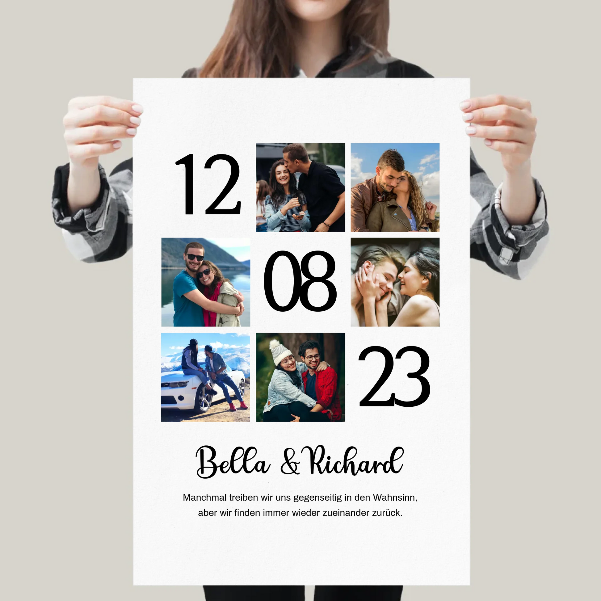 Fotocollage Paar Jahrestag Poster personalisiert – Gutvibes