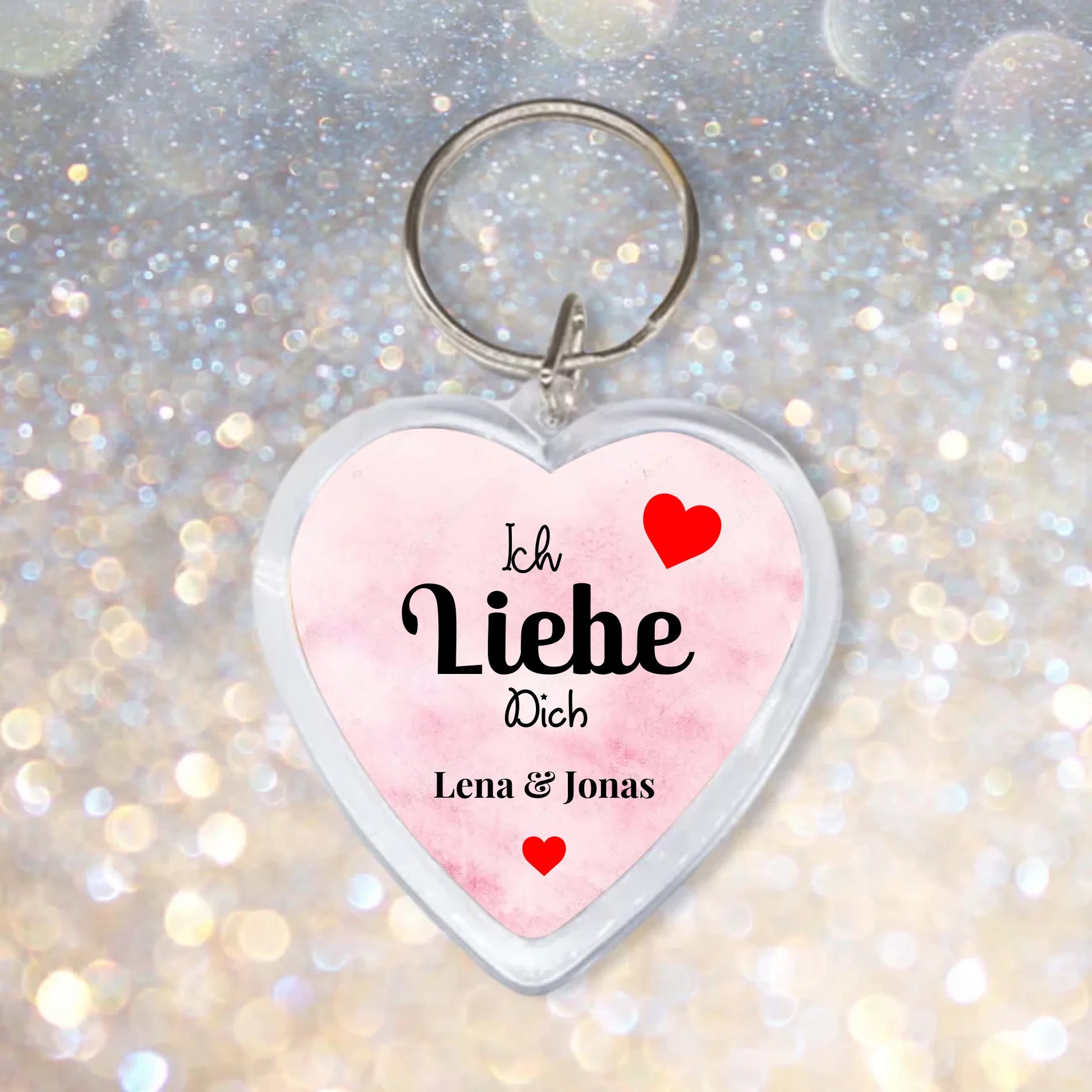 Romantischer Schlüsselanhänger mit Bild und Namen für paare