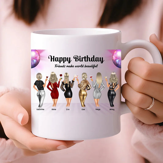 Personalisierte Tasse Freundinnen bis 6 Figuren – Gruppengeschenk
