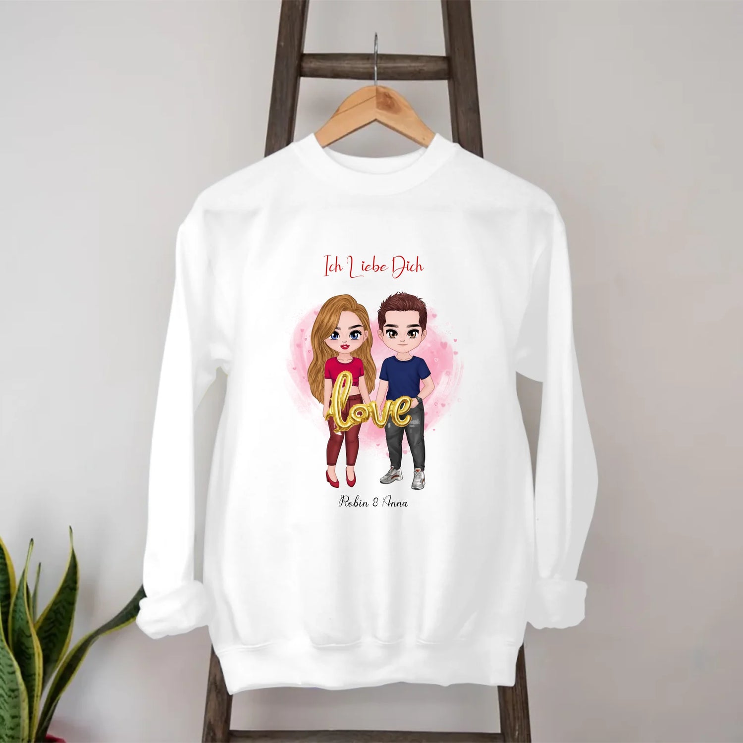 Chibi Paar Liebe Sweatshirt personalisiert – Gutvibes