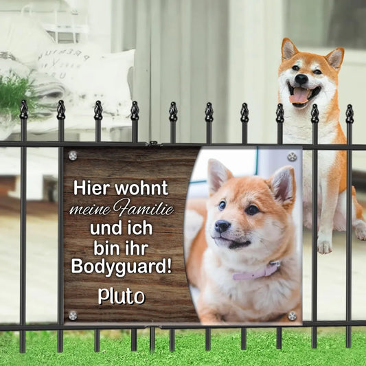 Personalisiertes Hundefoto Metalltürschild mit Name für Gartenzaun