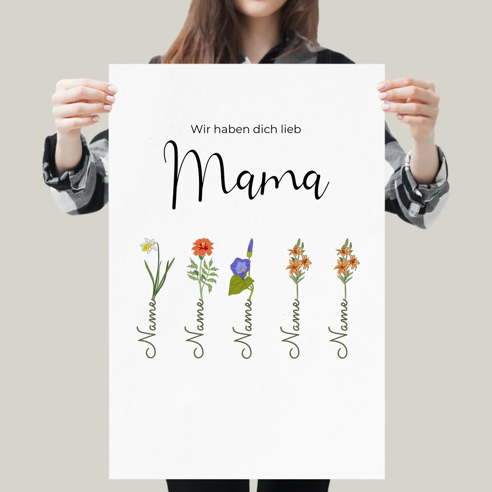 Blumen Mama Poster personalisiert – Gutvibes