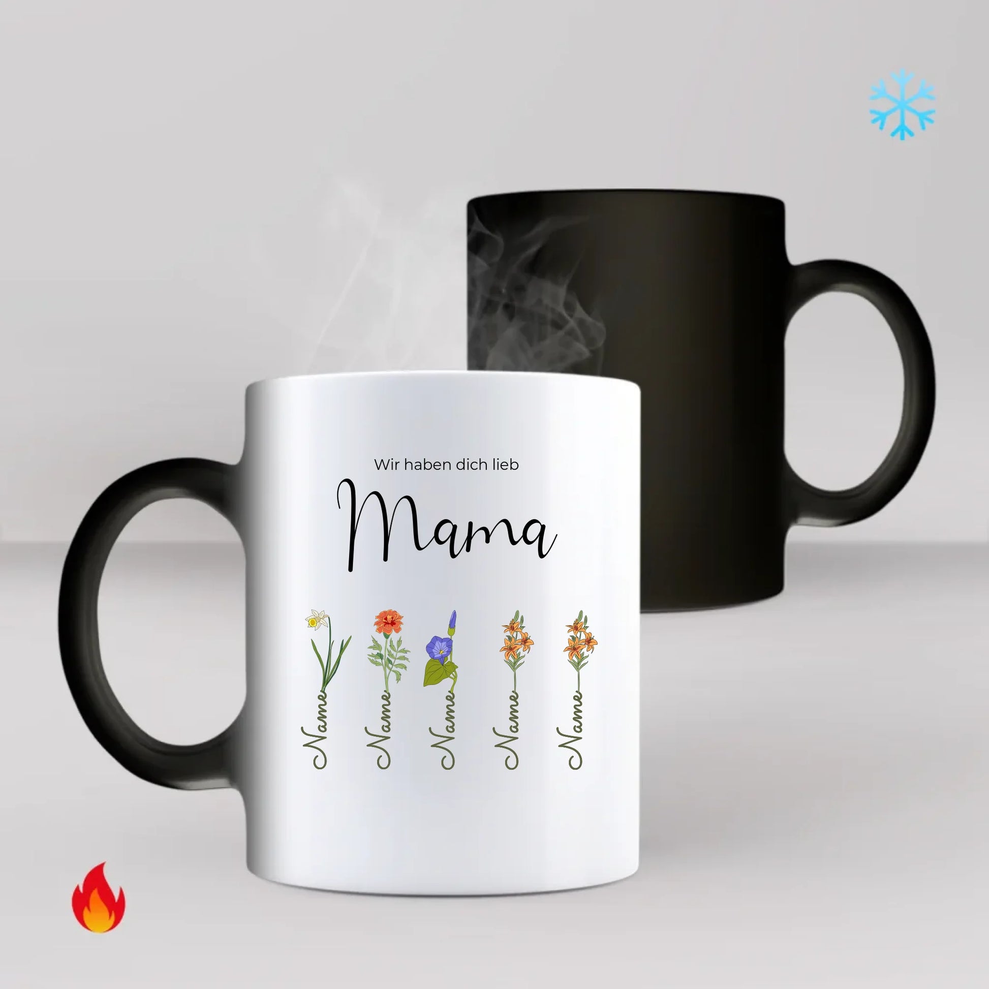 Blumen Mama Farbwechseltasse personalisiert – Gutvibes