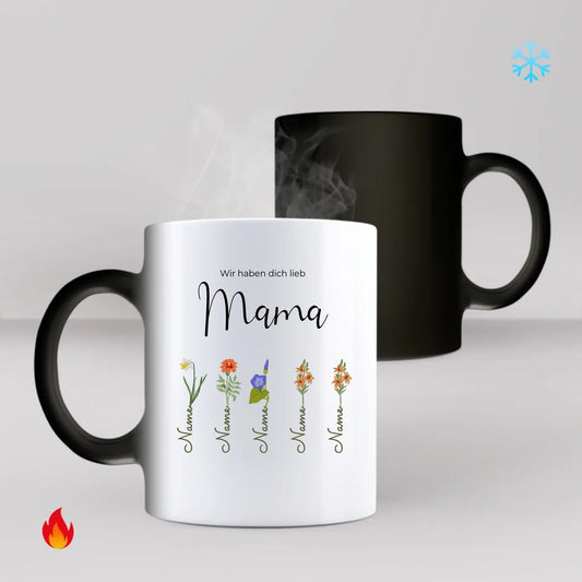 Blumen Mama Farbwechseltasse personalisiert – Gutvibes