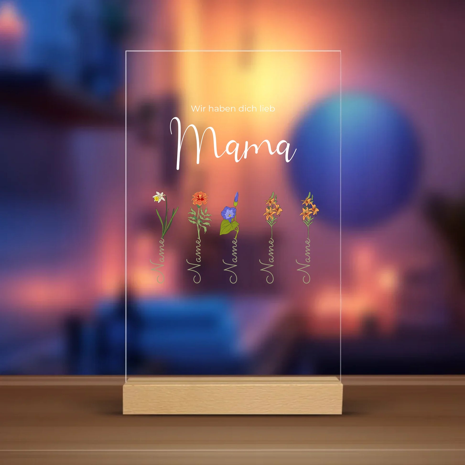 Blumen Mama Acrylschild personalisiert – Gutvibes