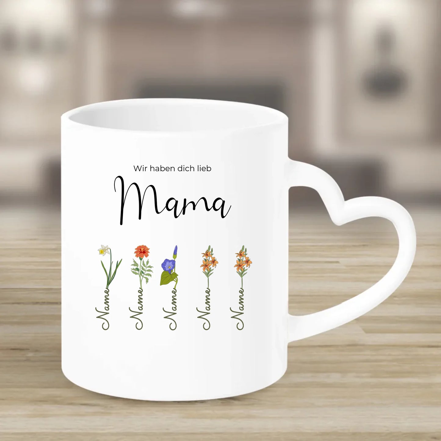 Tasse mit Herzgriff mit Namen personalisiert – Gutvibes