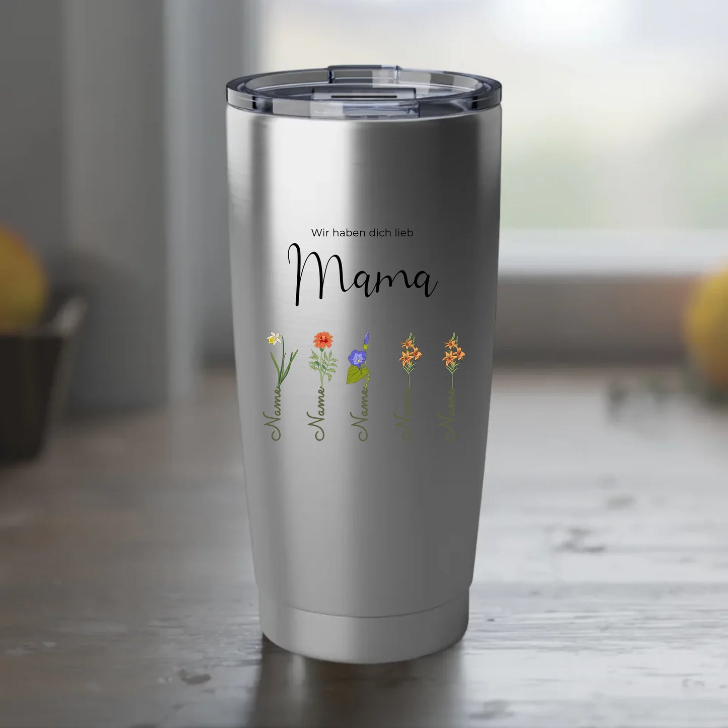 Blumen Mama Tumbler personalisiert – Gutvibes