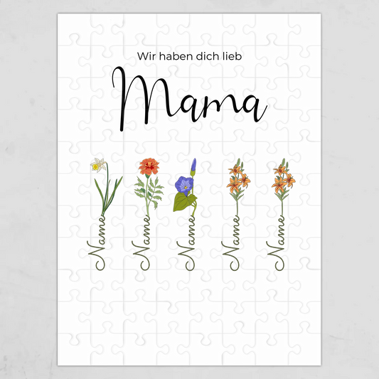 Blumen Mama Puzzle personalisiert – Gutvibes