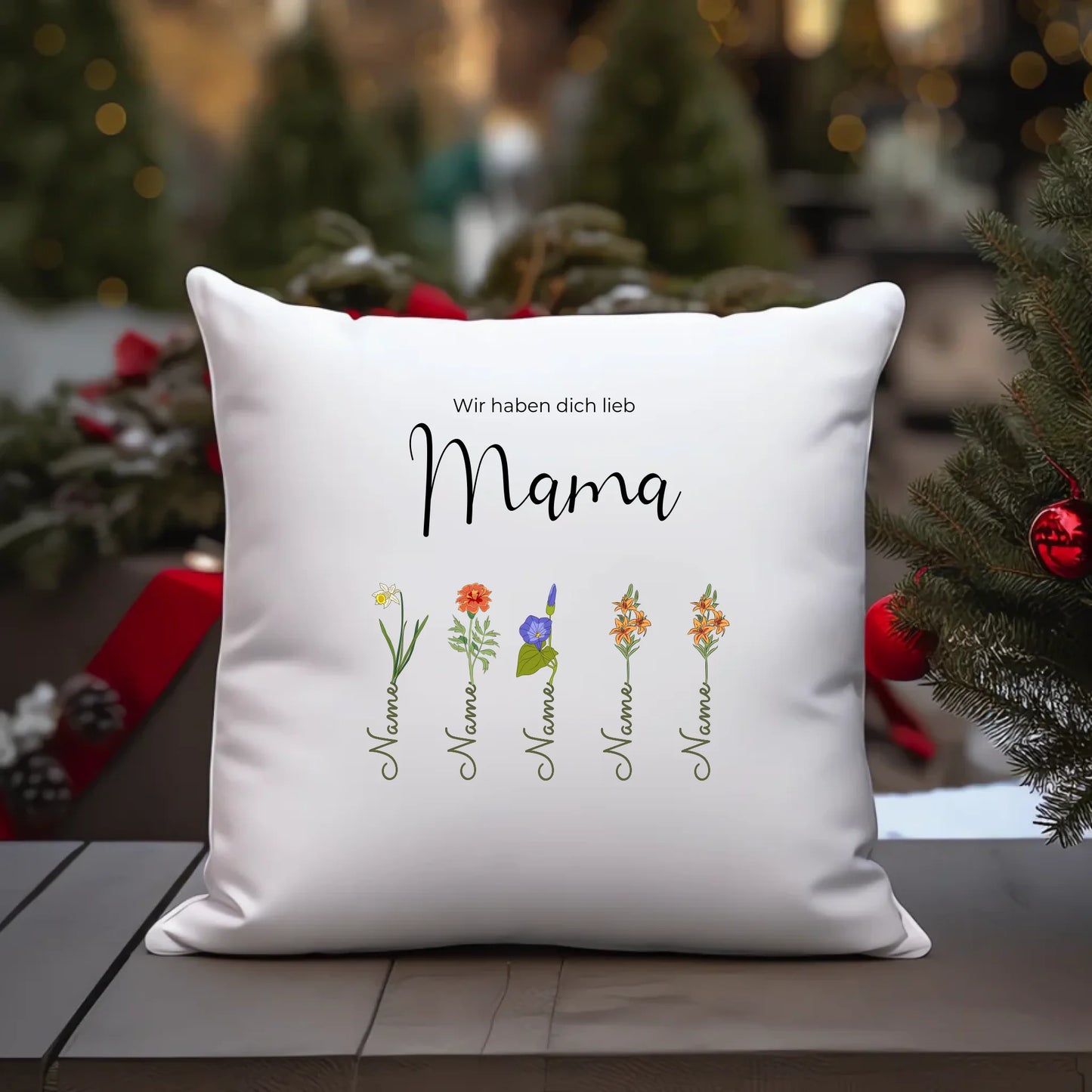 Blumen Mama Kissen personalisiert – Gutvibes