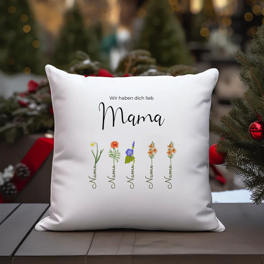 Blumen Mama Kissen personalisiert – Gutvibes