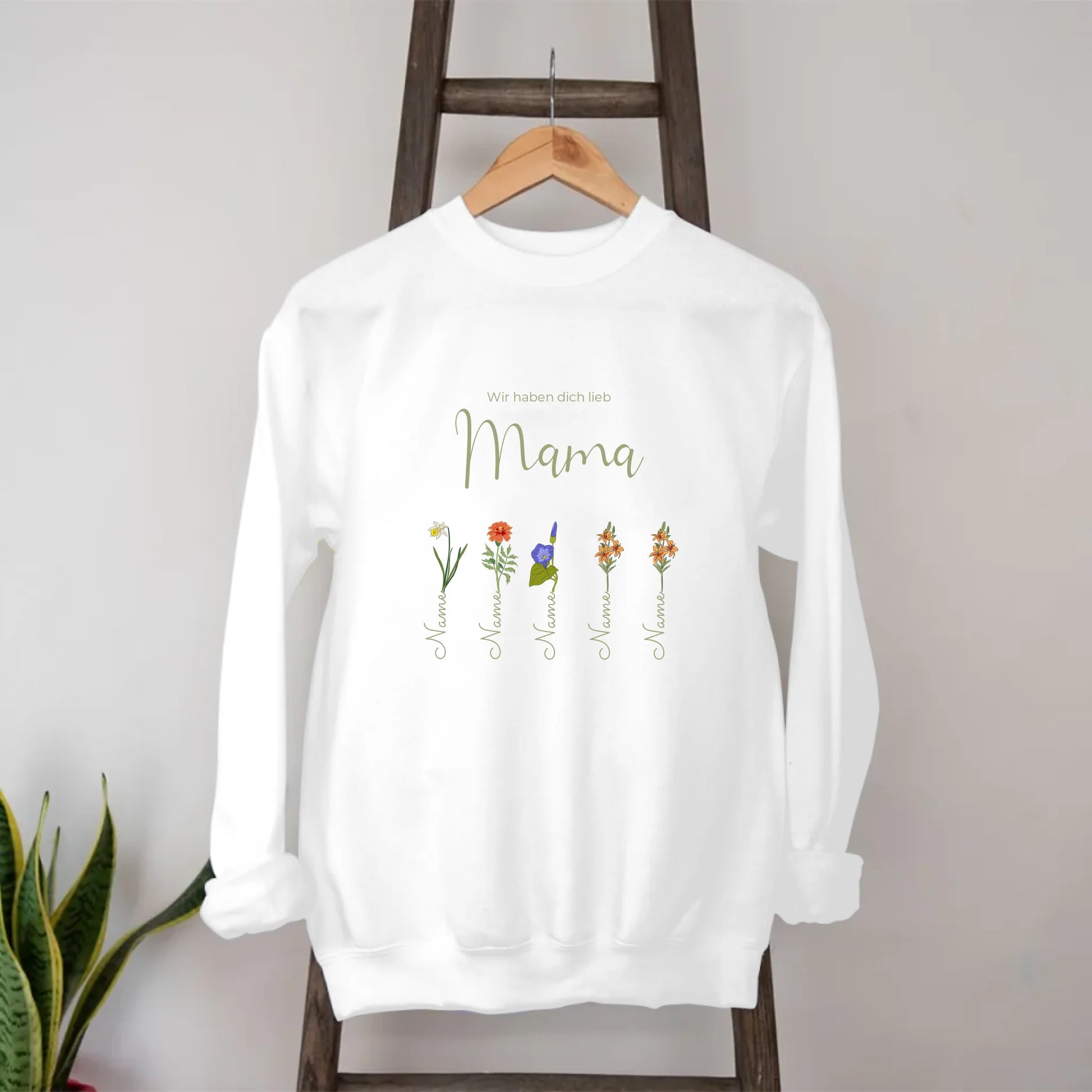 Blumen Mama Sweatshirt personalisiert – Gutvibes