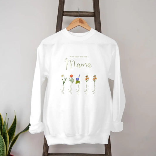 Blumen Mama Sweatshirt personalisiert – Gutvibes