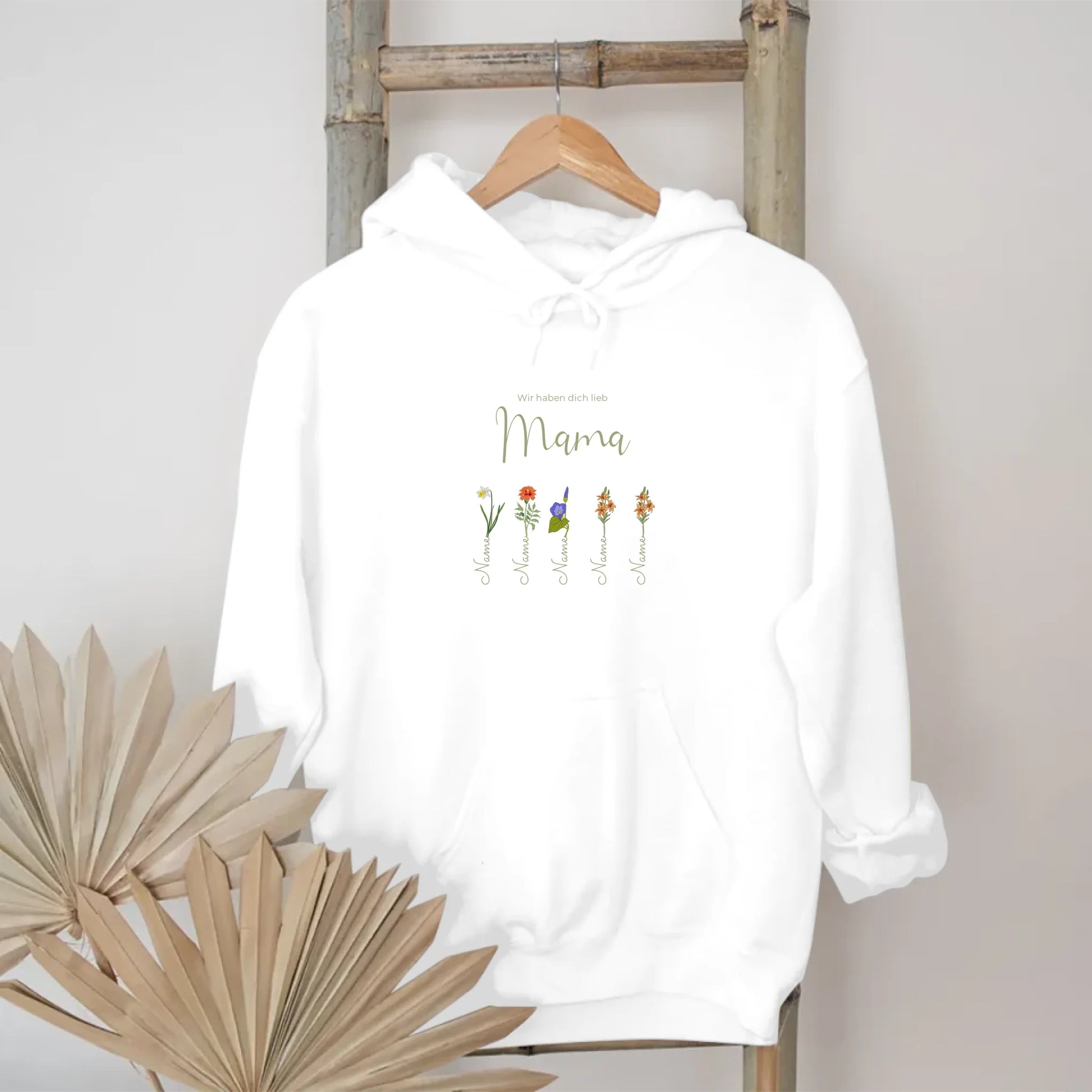 Blumen Mama Hoodie personalisiert – Gutvibes