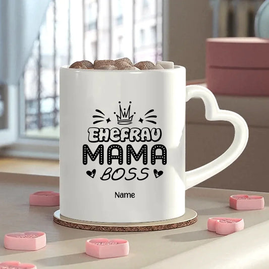 Ehefrau Mama Boss Tasse mit Herzgriff personalisiert – Gutvibes