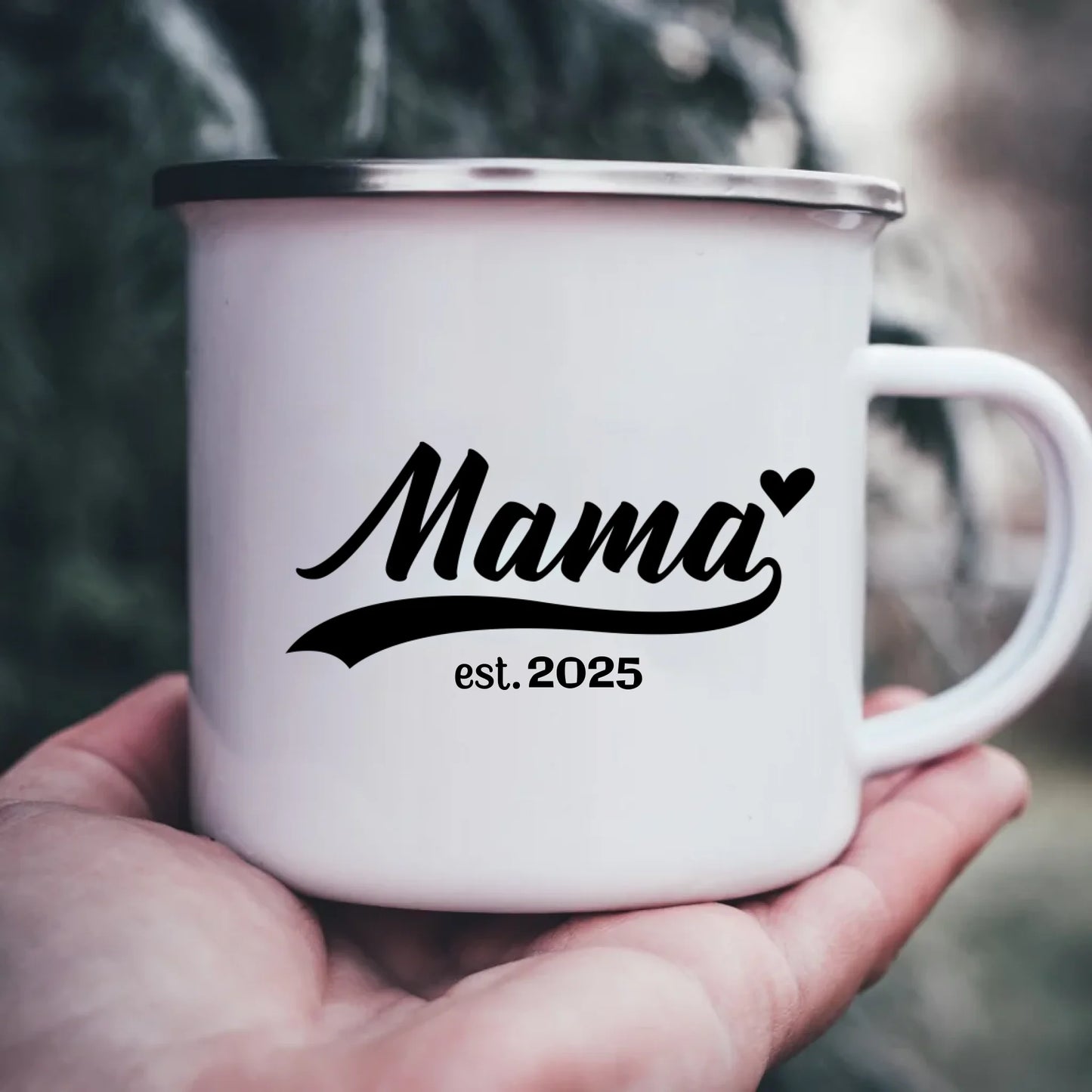 Emaille-Tasse mit Namen personalisiert – Gutvibes