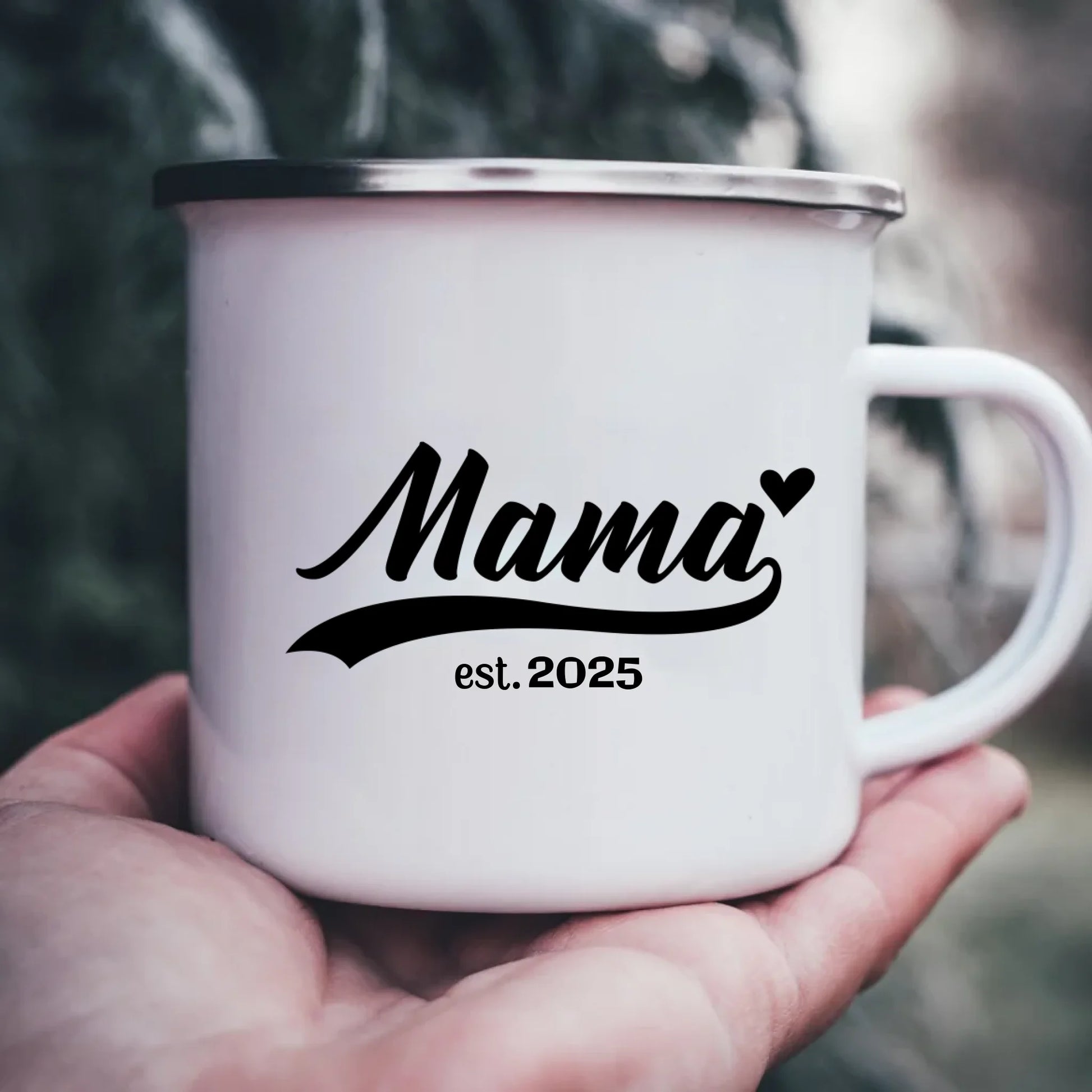 Emaille-Tasse mit Namen personalisiert – Gutvibes