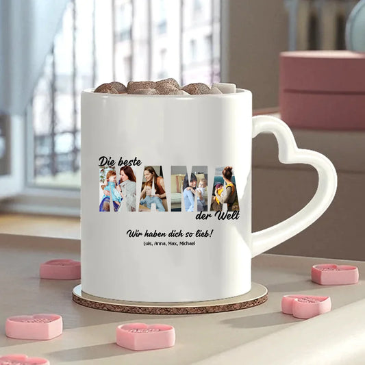 MAMA Buchstaben Fotos Tasse mit Herzgriff personalisiert – Gutvibes