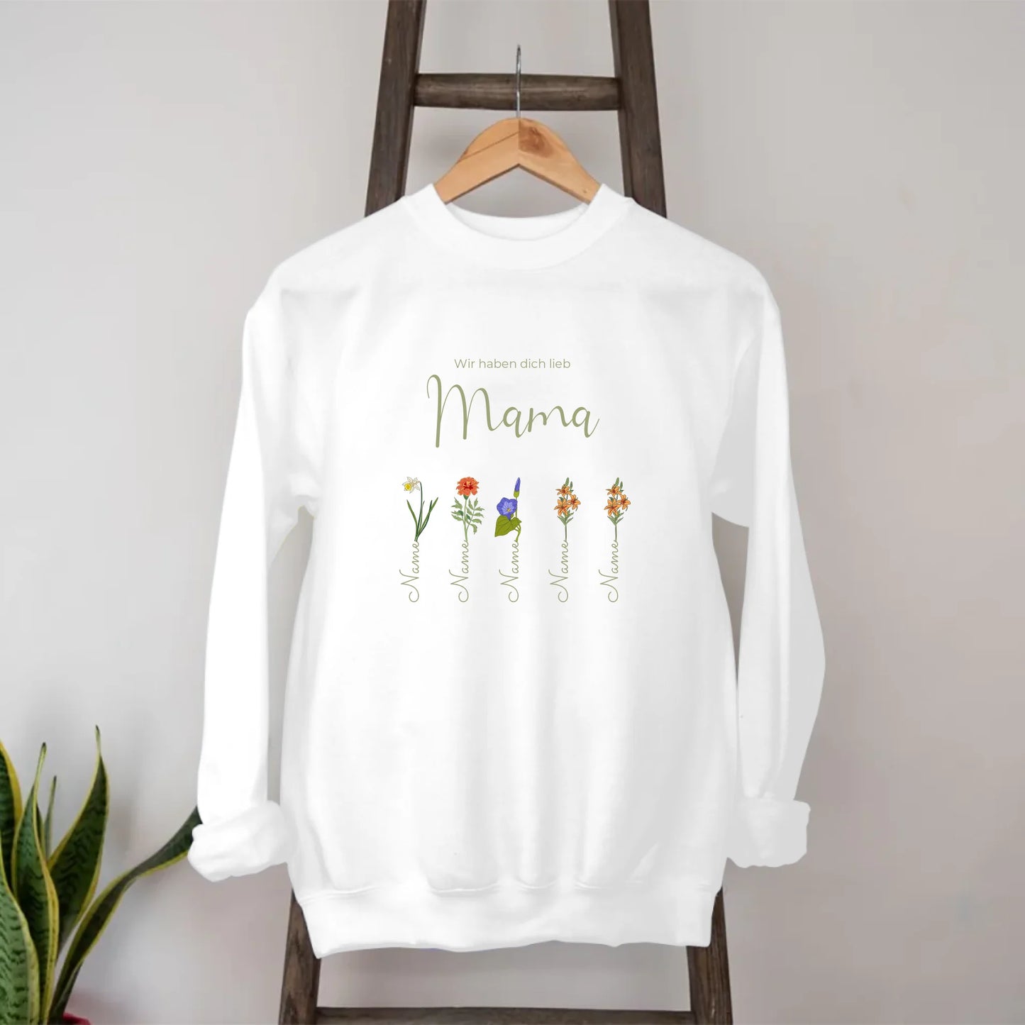 Blumen Mama Sweatshirt personalisiert – Gutvibes
