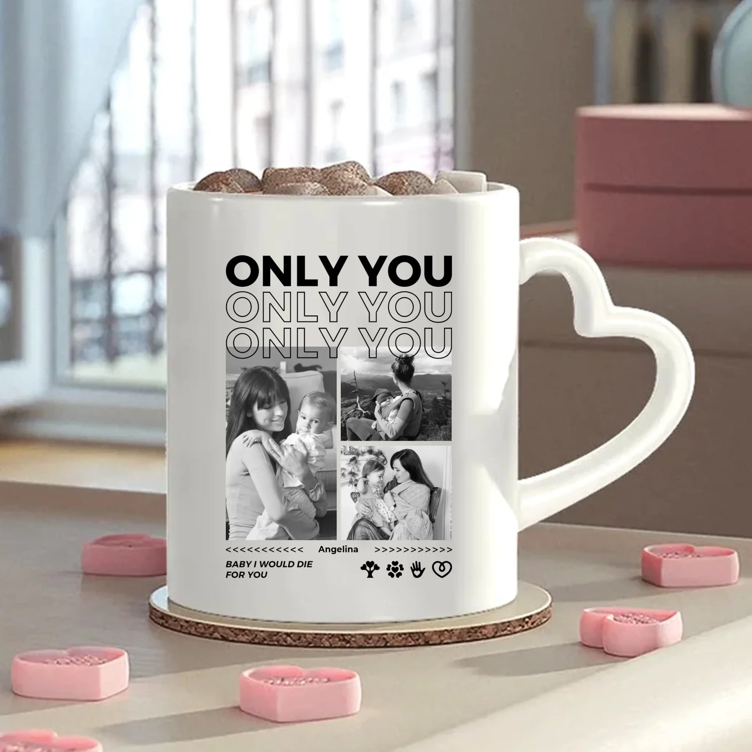 Only You Tasse mit Herzgriff personalisiert – Gutvibes