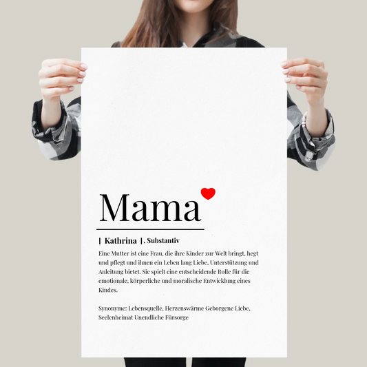 Wörterbuch Definition Mama Poster personalisiert – Gutvibes