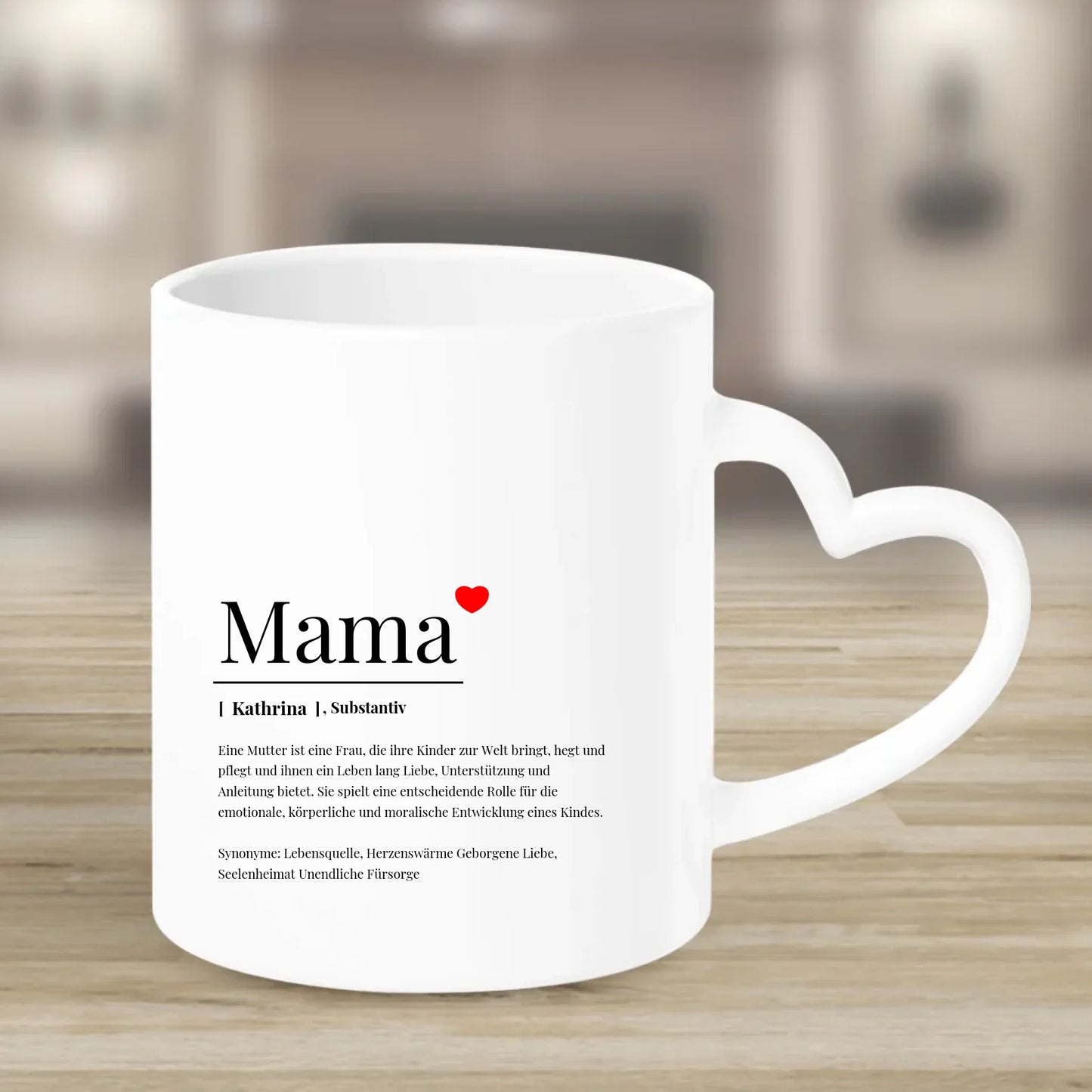 Tasse mit Herzgriff mit Namen personalisiert – Gutvibes