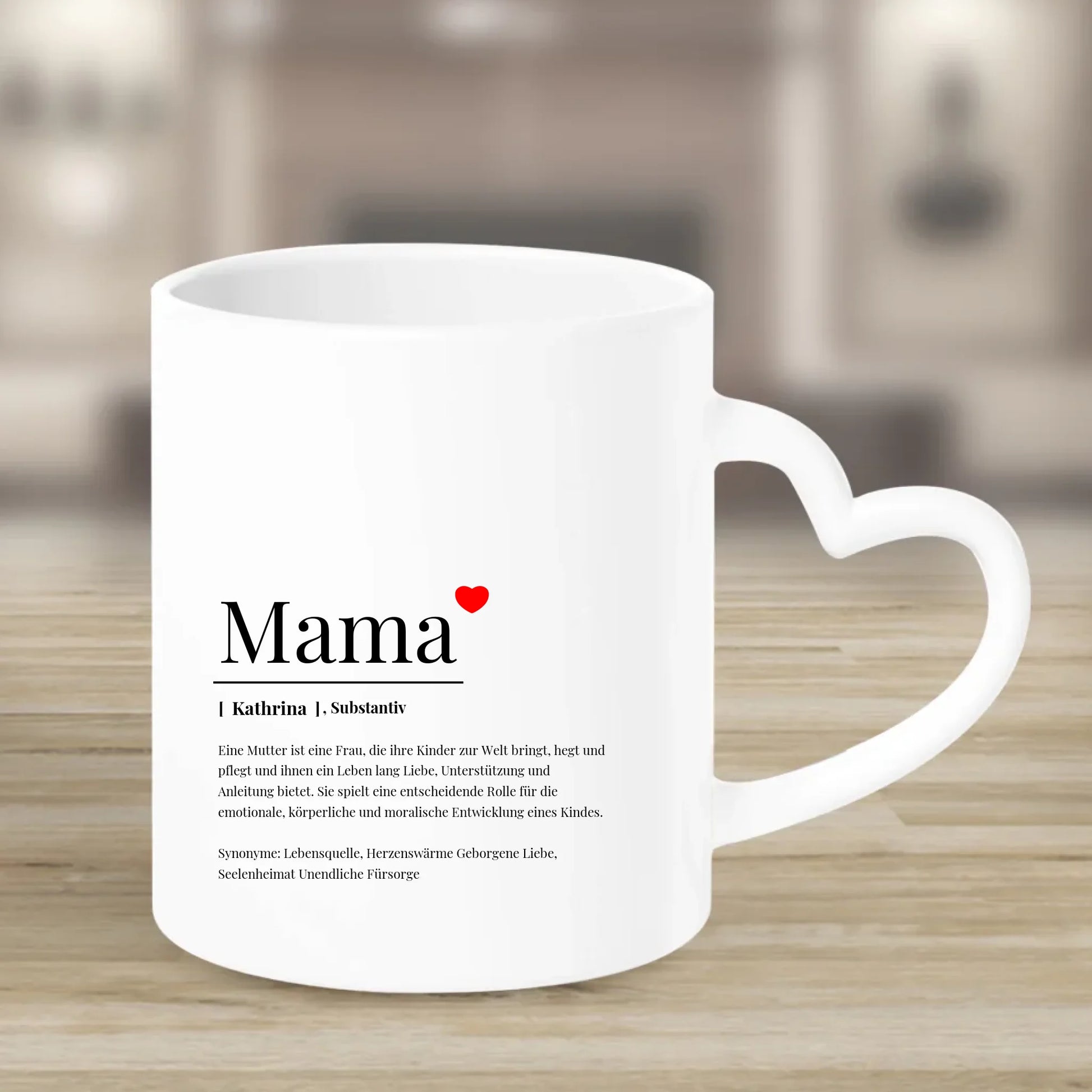 Tasse mit Herzgriff mit Namen personalisiert – Gutvibes