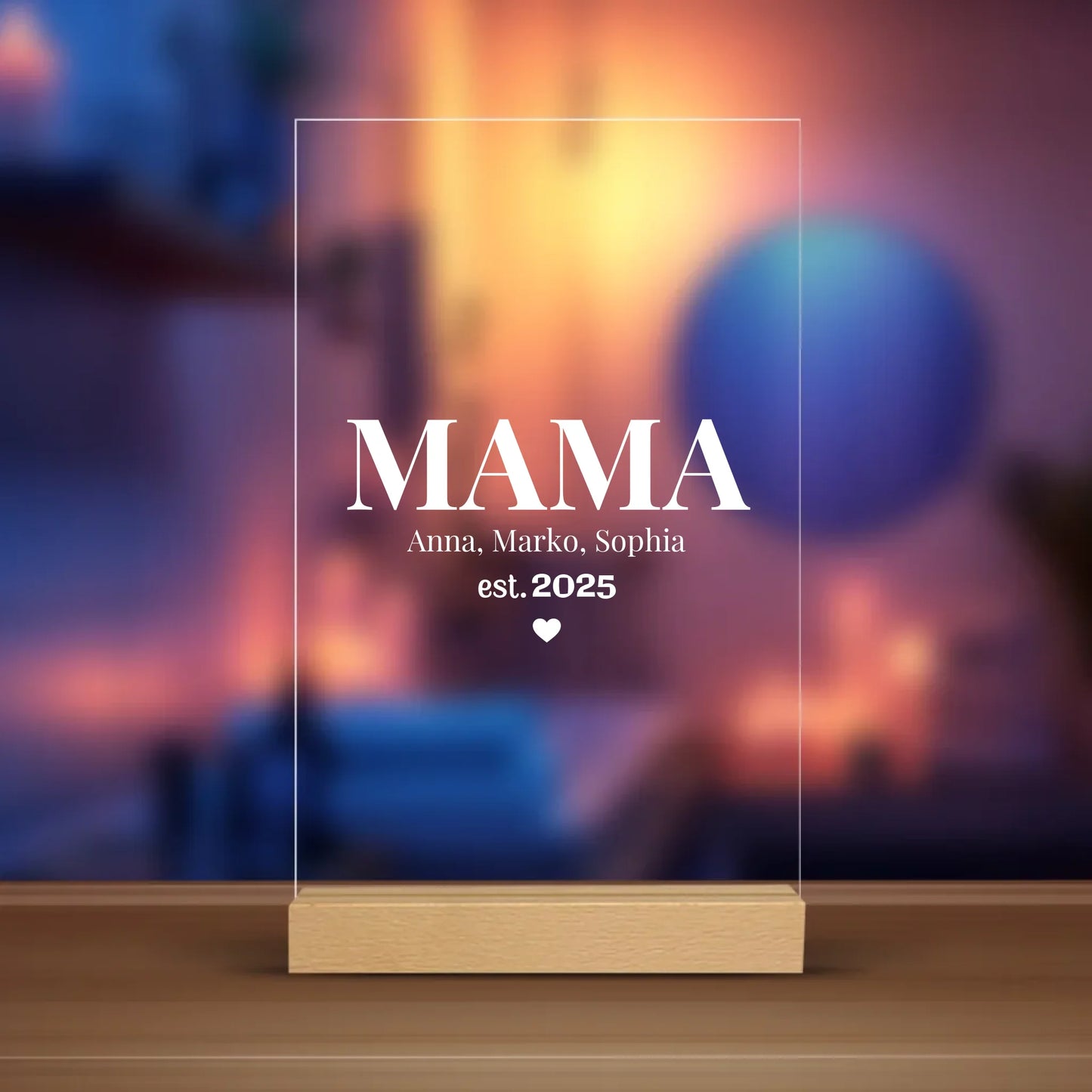 MAMA est. mit Namen Acrylschild personalisiert – Gutvibes