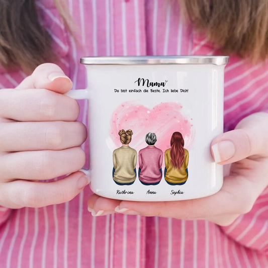 Mama du bist einfach die Beste Emaille-Tasse personalisiert – Gutvibes