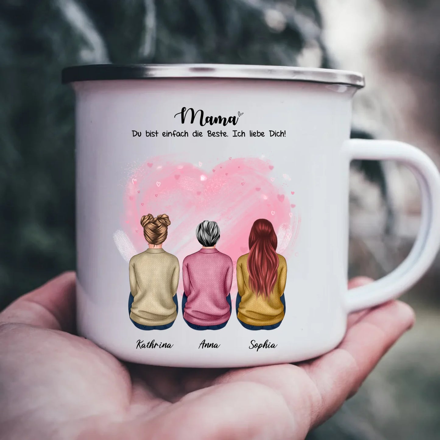 Emaille-Tasse mit Namen personalisiert – Gutvibes