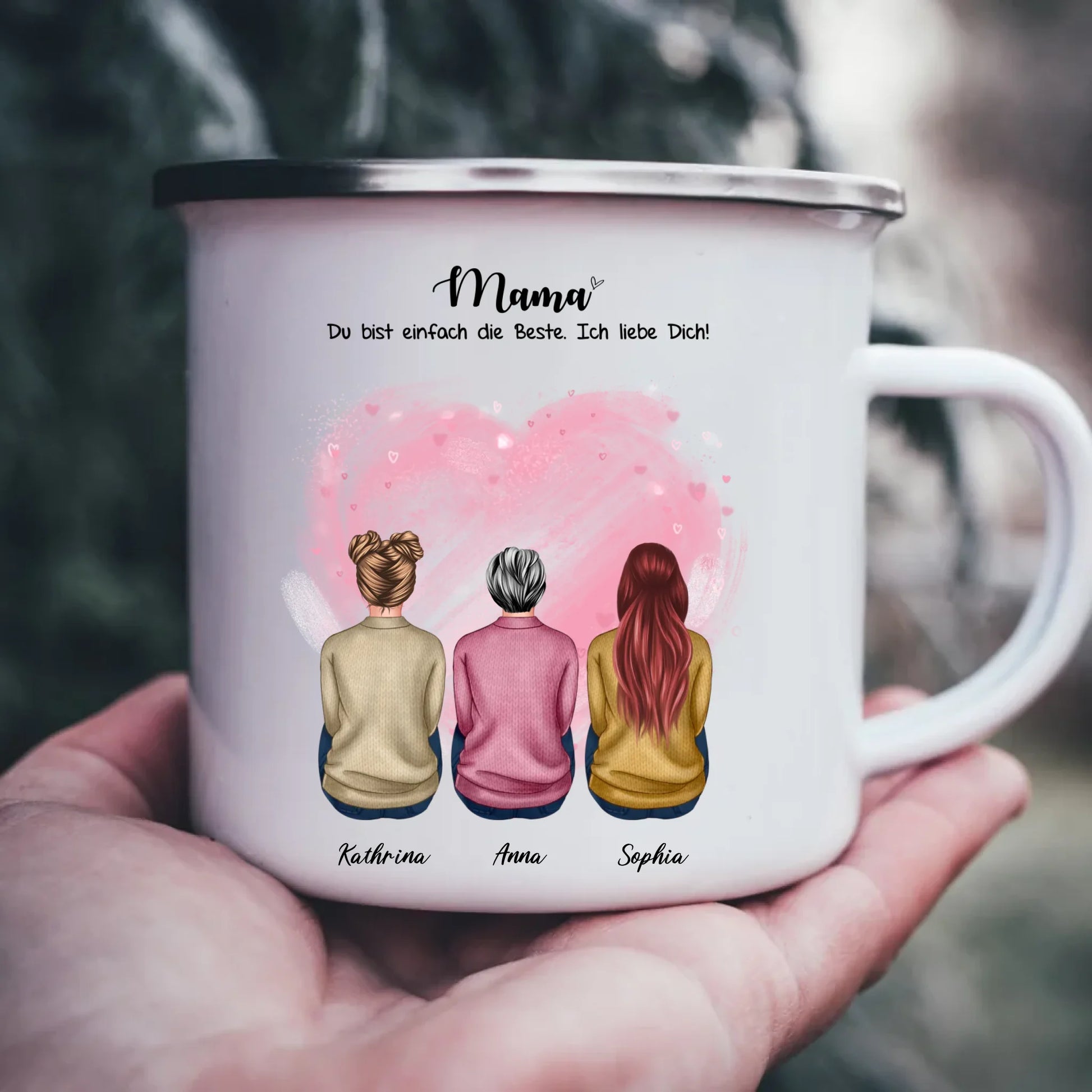 Emaille-Tasse mit Namen personalisiert – Gutvibes