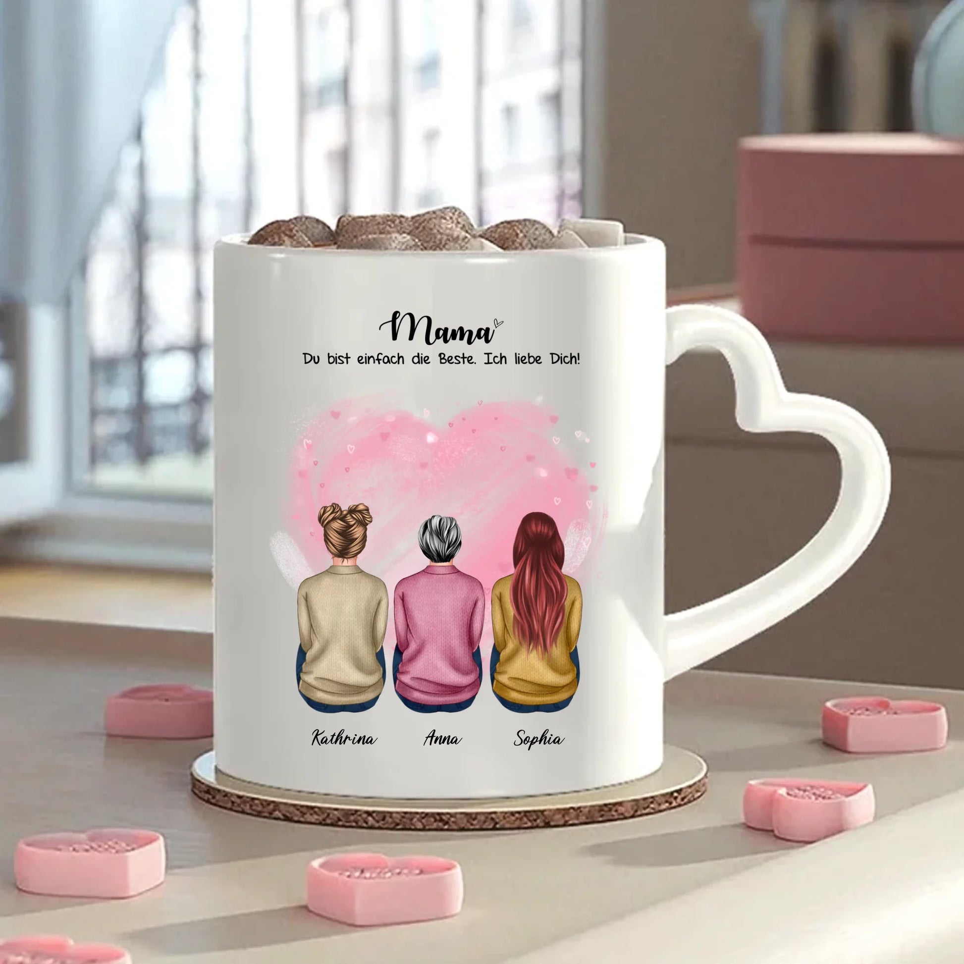 Mama du bist einfach die Beste Tasse mit Herzgriff personalisiert – Gutvibes