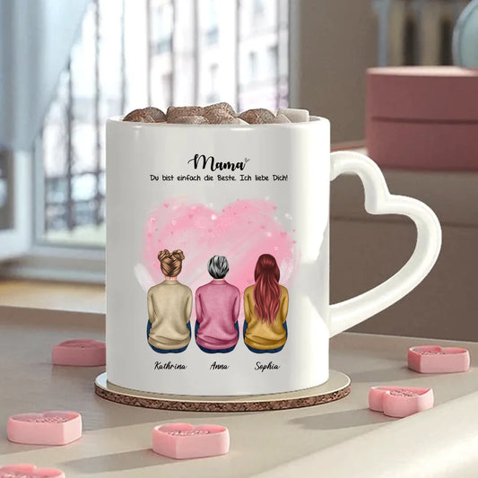 Mama du bist einfach die Beste Tasse mit Herzgriff personalisiert – Gutvibes