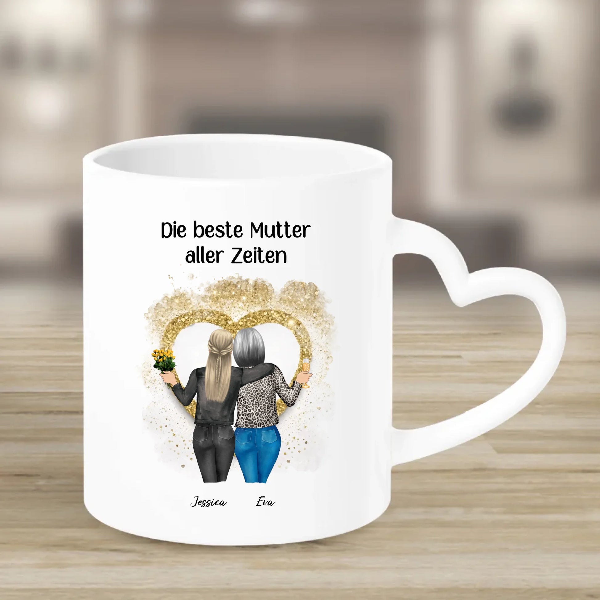 Tasse mit Herzgriff mit Namen personalisiert – Gutvibes
