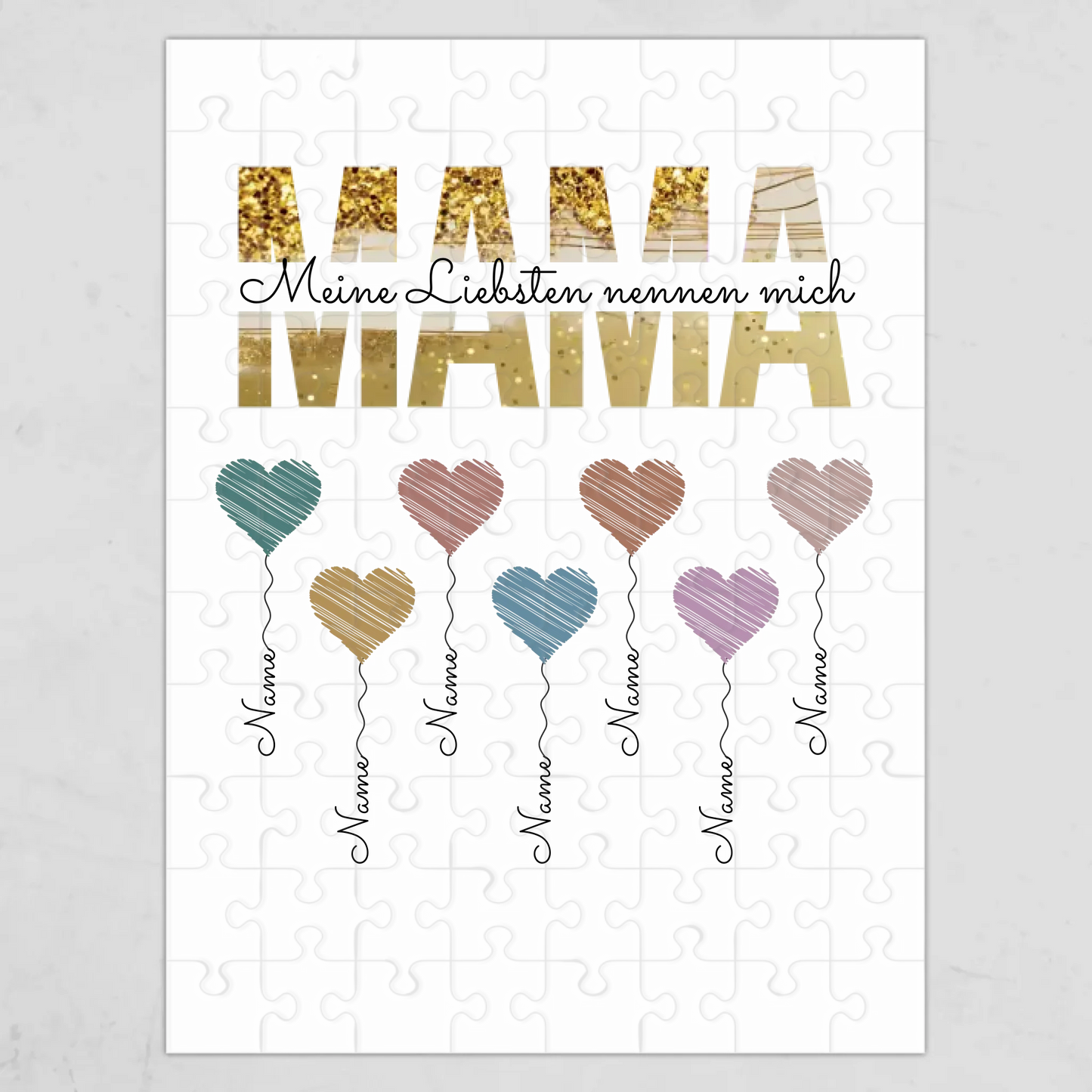 Herzballons Familie Puzzle personalisiert – Gutvibes