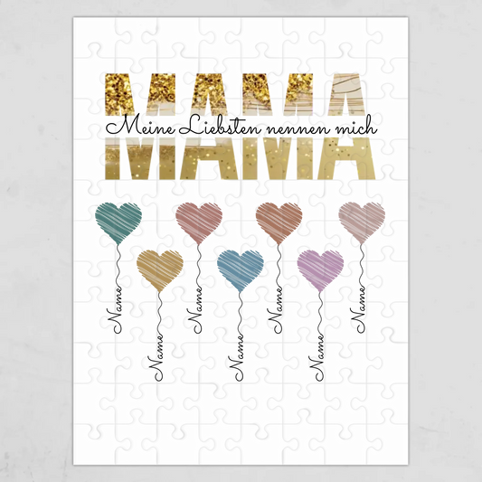 Herzballons Familie Puzzle personalisiert – Gutvibes