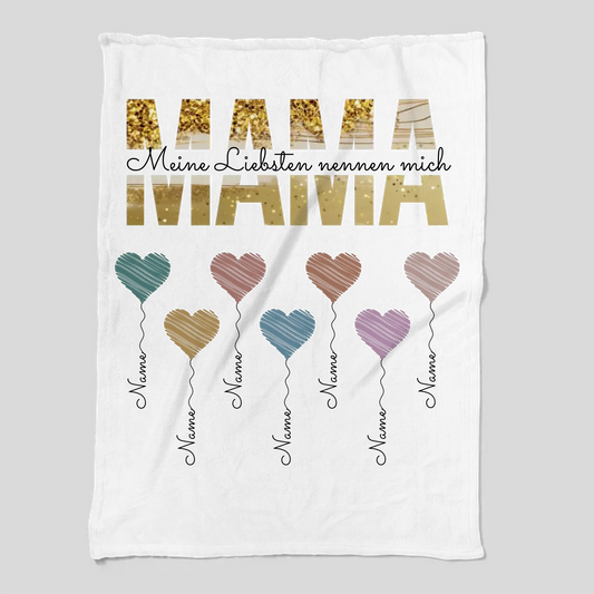 Herzballons Familie Decke personalisiert – Gutvibes