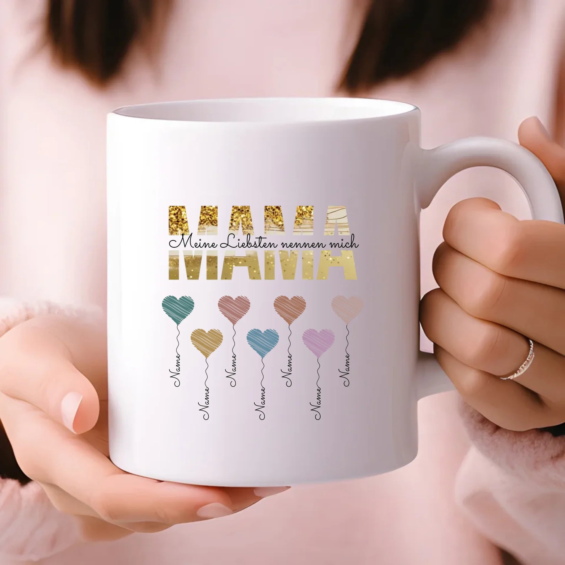 Herzballons Familie Tasse personalisiert – Gutvibes