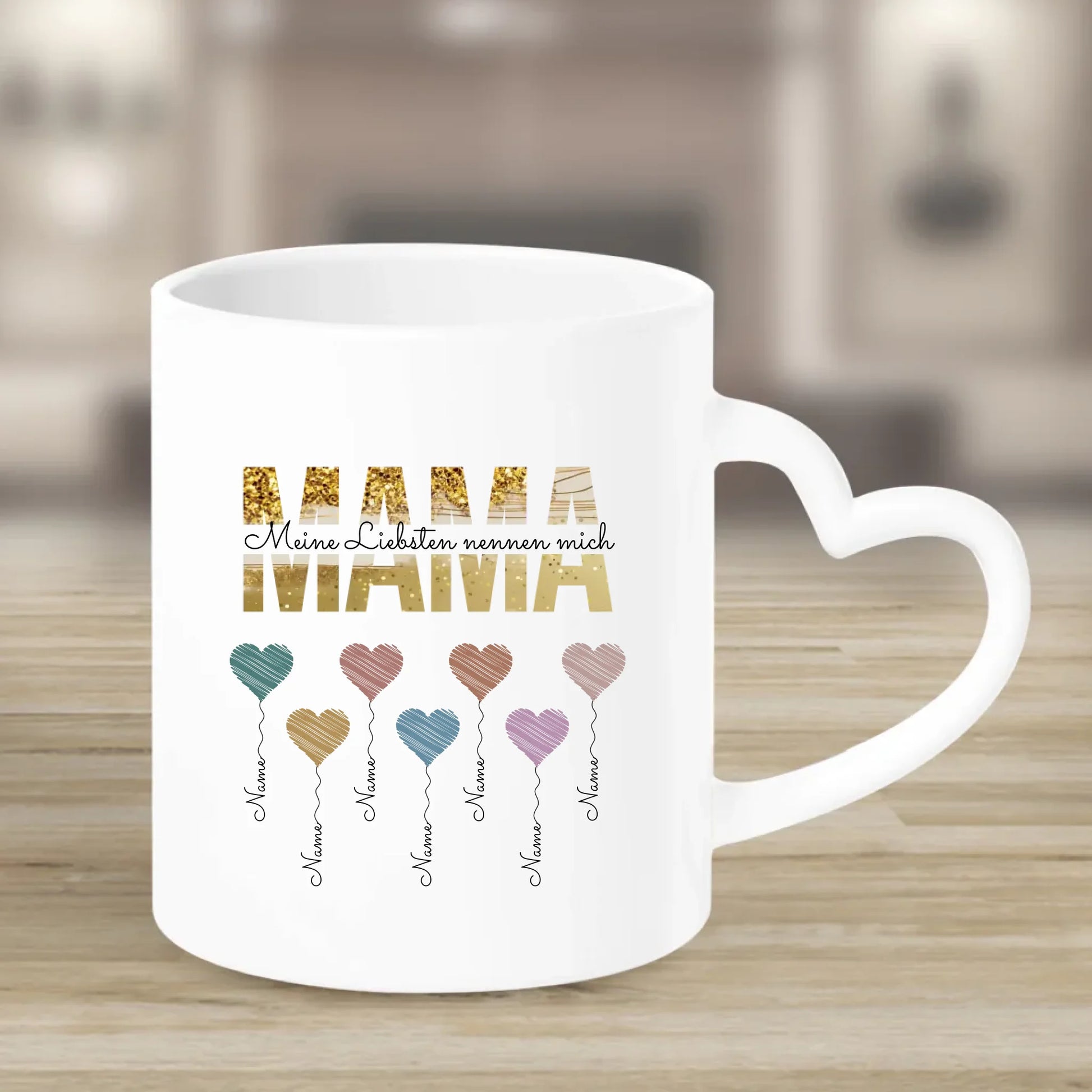 Tasse mit Herzgriff mit Namen personalisiert – Gutvibes