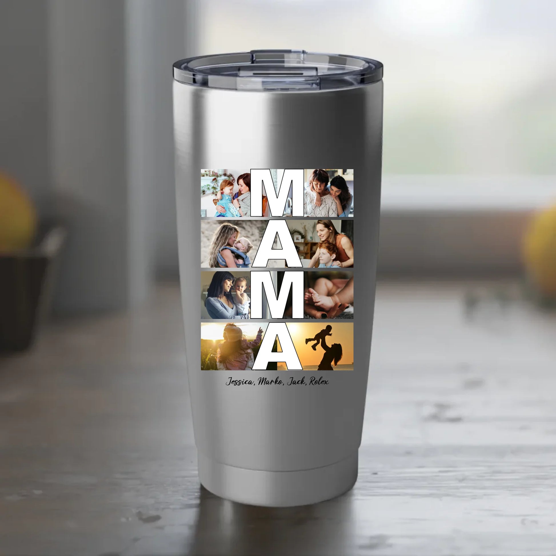 Personalisierte Mama Thermobecher MAMA Fotocollage Muttertag Gutvibes