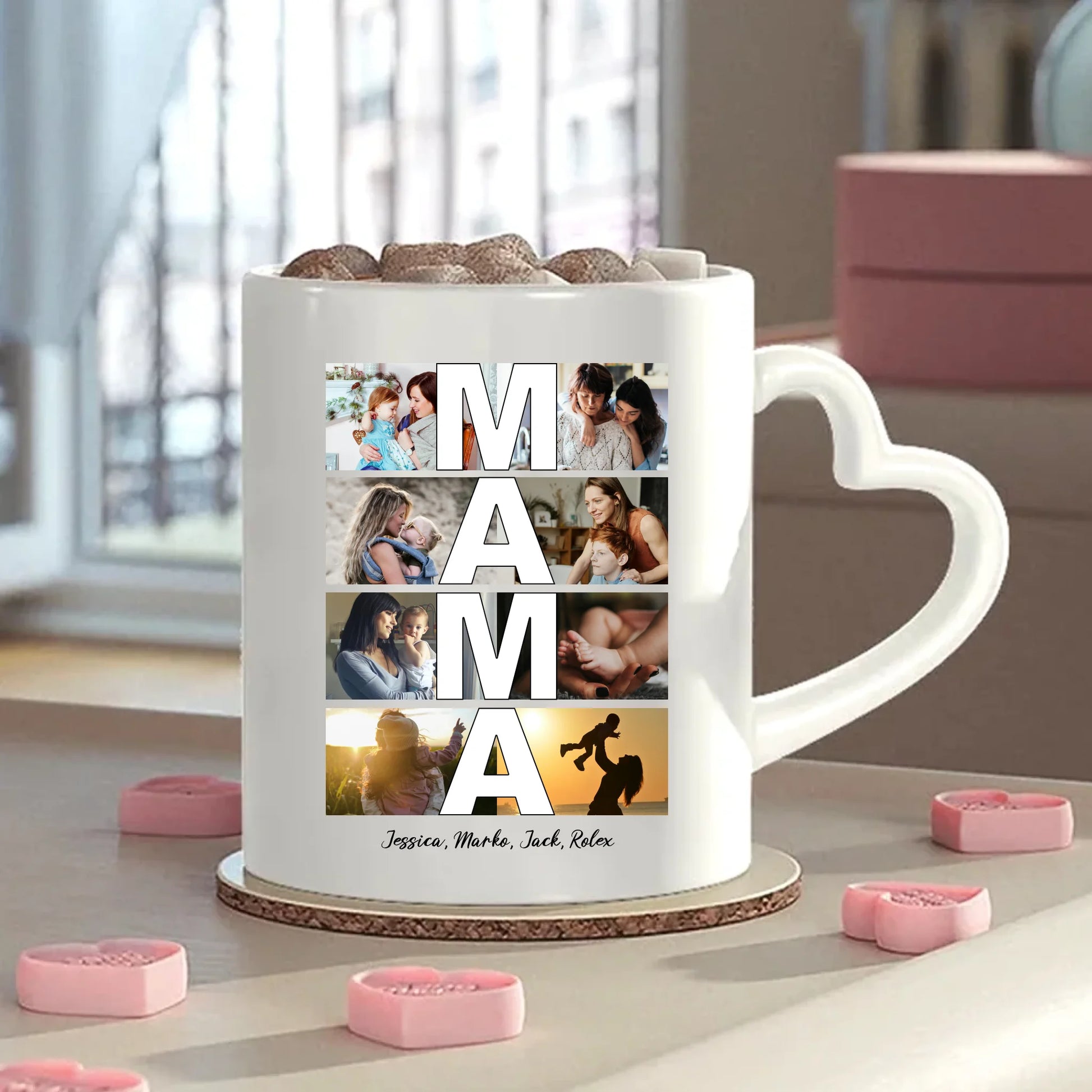 Personalisierte Mama Tasse mit Herzgriff MAMA Fotocollage Muttertag Gutvibes